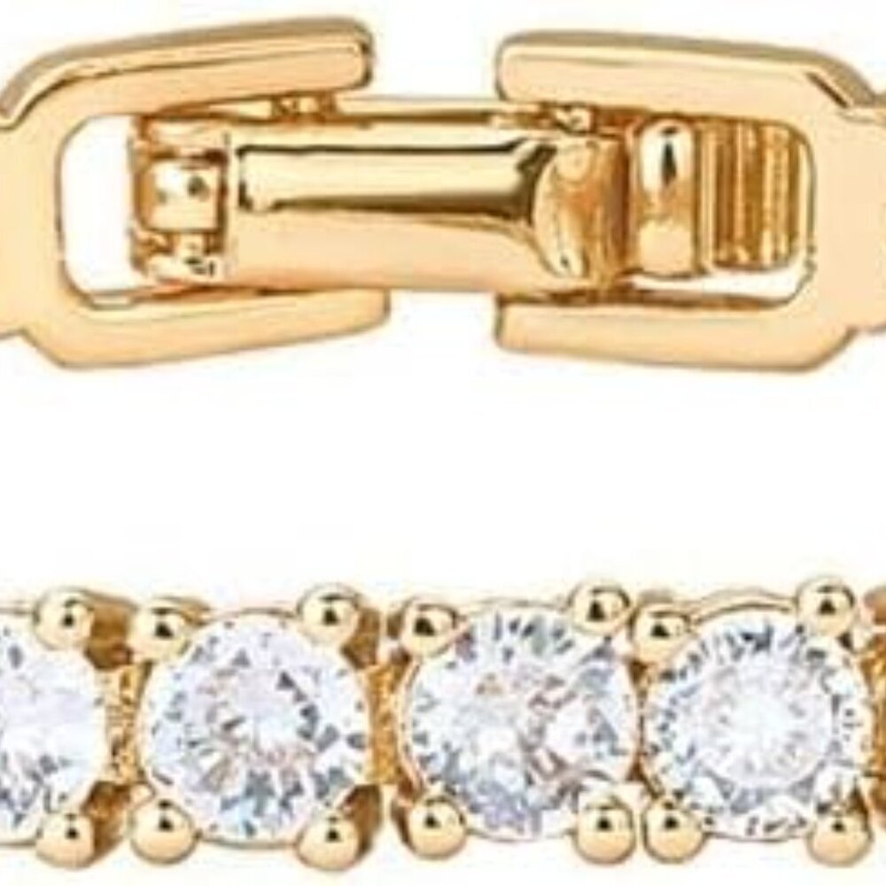 14K Gold Plated 3mm Cubic Zirconia Classic Tennis Bracelet | Gold Bracelets for